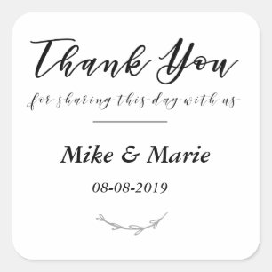 Thank You For Sharing This Day With Us Favour Labe Square Sticker