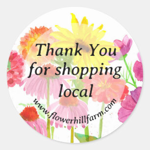 Thank You For Shopping Local Business Classic Round Sticker