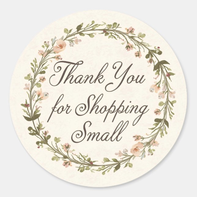 Thank You for Shopping Small Round Sticker  (Front)