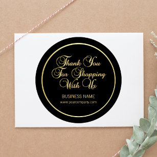 Thank You For Shopping With Us Business Gold Black Classic Round Sticker