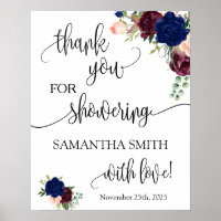 Thank you for showering bride to be navy floral