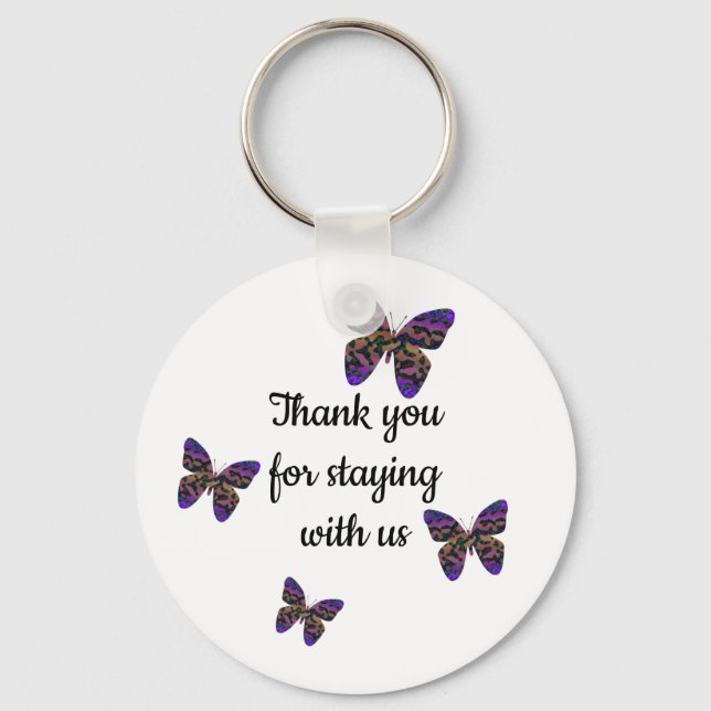 Thank You For Staying Bright Butterfly Guest Key Keychain (Front)