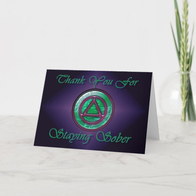 THANK YOU FOR STAYING SOBER Recovery Sobriety Card (Front)