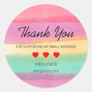 Thank You For Supporting Business Rainbow Custom  Classic Round Sticker