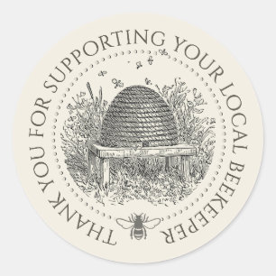 Thank you for Supporting Local Beekeepers Skep  Classic Round Sticker