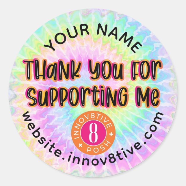 Thank You for Supporting Me Tie Dye Classic Round Sticker (Front)