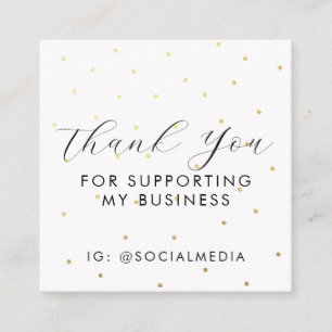 Thank You For Supporting My Business White Gold  Enclosure Card