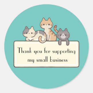 Thank you for supporting my small business cat classic round sticker