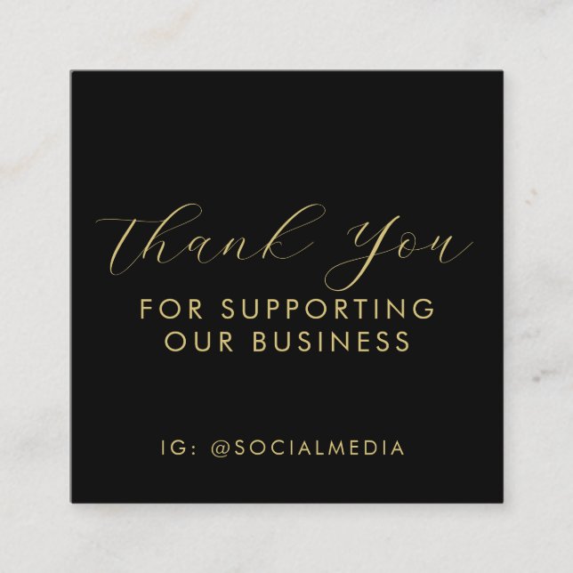 Thank You For Supporting Our Business Black Gold Enclosure Card (Front)