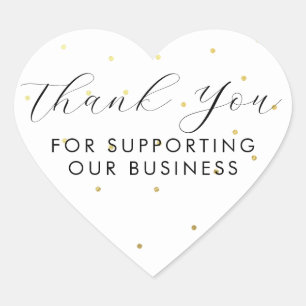 Thank You For Supporting Our Business Dots White  Heart Sticker