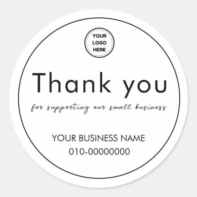 Thank you for supporting our small business classic round sticker (Front)