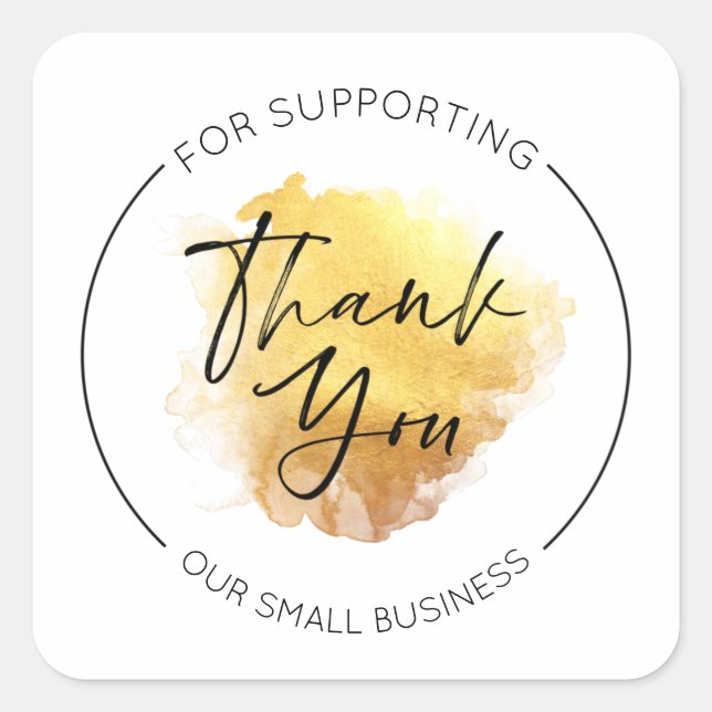 Thank you for supporting our small business square sticker (Front)