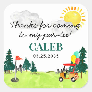 Thank You For Swinging By Kid Golf Pro Birthday Square Sticker