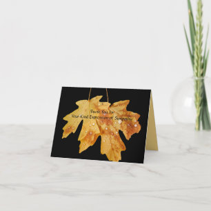 Thank You for Sympathy, Leaves Raindrops Note Card
