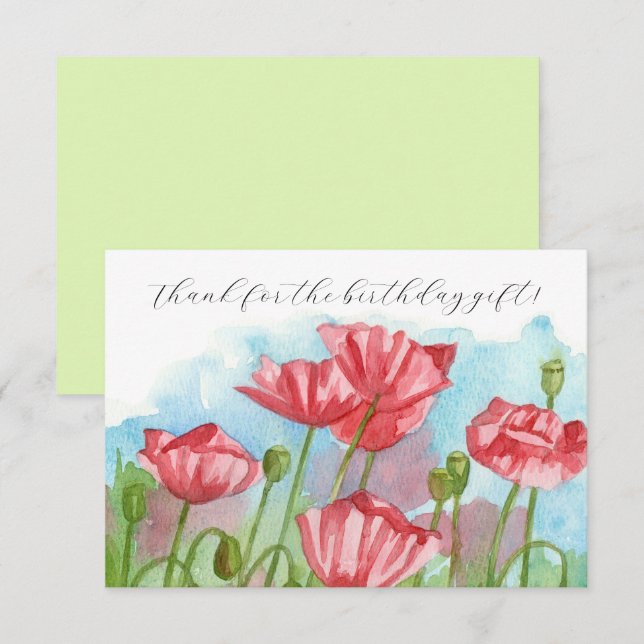 Thank You For The Birthday Gift Poppies (Front/Back)