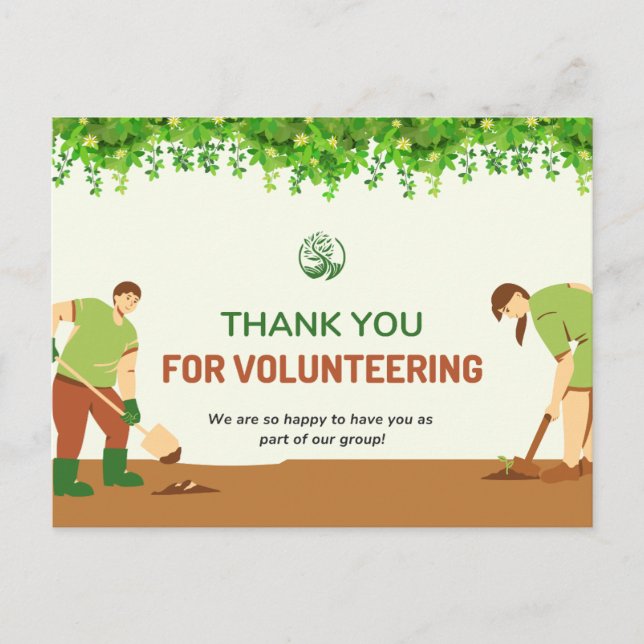 Thank you for volunteering  postcard (Front)