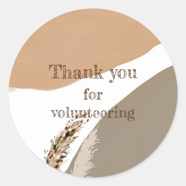 Thank you for volunteering Volunteer Appreciation  Classic Round Sticker (Front)
