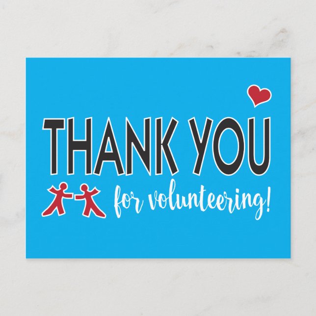 Thank you for volunteering with Heart Postcard (Front)
