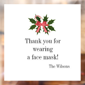 Thank you for wearing a face mask  window cling