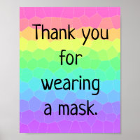 Thank You for Wearing a Mask Rainbow Poster