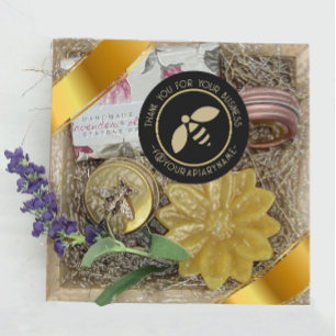 Thank you for your business apiary gold honeybee classic round sticker