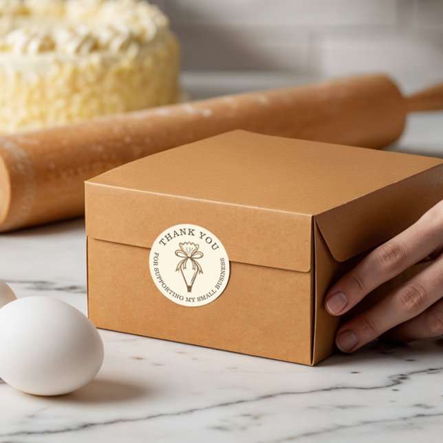 Thank You For Your Business Bakery Pastry Bag Classic Round Sticker (Thank You For Your Business Bakery Pastry Bag Classic Round Sticker)