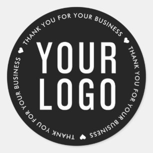Thank You For Your Business Logo Custom Black Classic Round Sticker