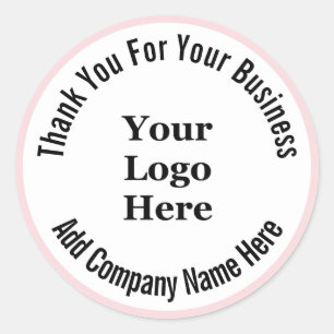 Thank You For Your Business Logo Name Pale Pink Classic Round Sticker