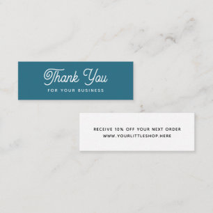 Thank You For Your Business Modern Teal Discount  Mini Business Card
