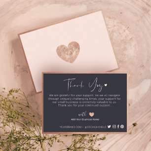 Thank You For Your Business Rose Gold Heart Pink Loyalty Card