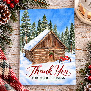 Thank You for your Business Snowy Cabin Christmas Holiday Card