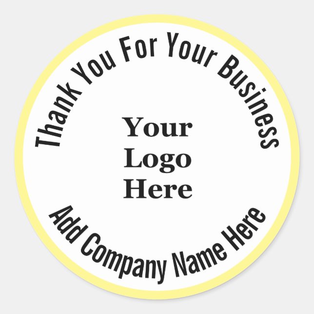 Thank You For Your Business Yellow and White Logo Classic Round Sticker (Front)