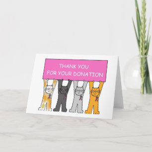 Thank You for Your Donation, Pink Ribbon Cats. Card