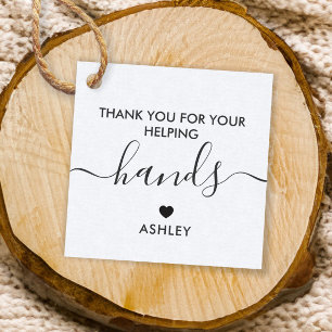 Thank You For Your Helping Hands Gift Tag, Kraft Favour Tags
