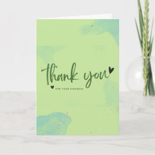 Thank You For Your Kindness Green watercolor card