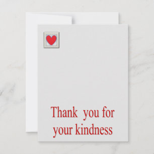 Thank You For Your Kindness Red Heart Card