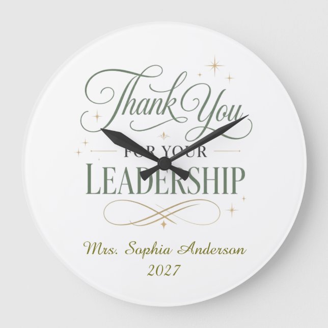Thank You For Your Leadership Personalized  Large Clock (Front)