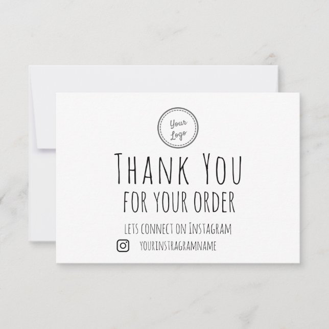 Thank You For Your Order |  Add Your Logo Card (Front)
