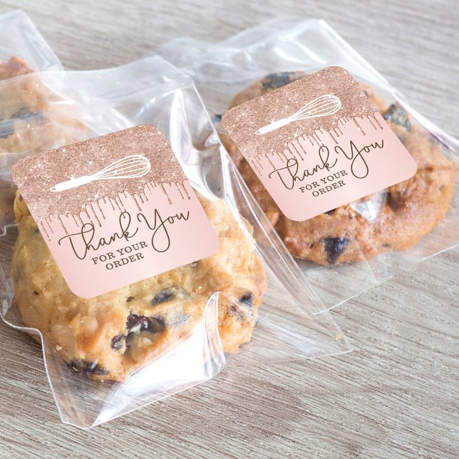 Thank You For Your Order Bake Whisk Glitter Drips Classic Round Sticker (Creator Uploaded)