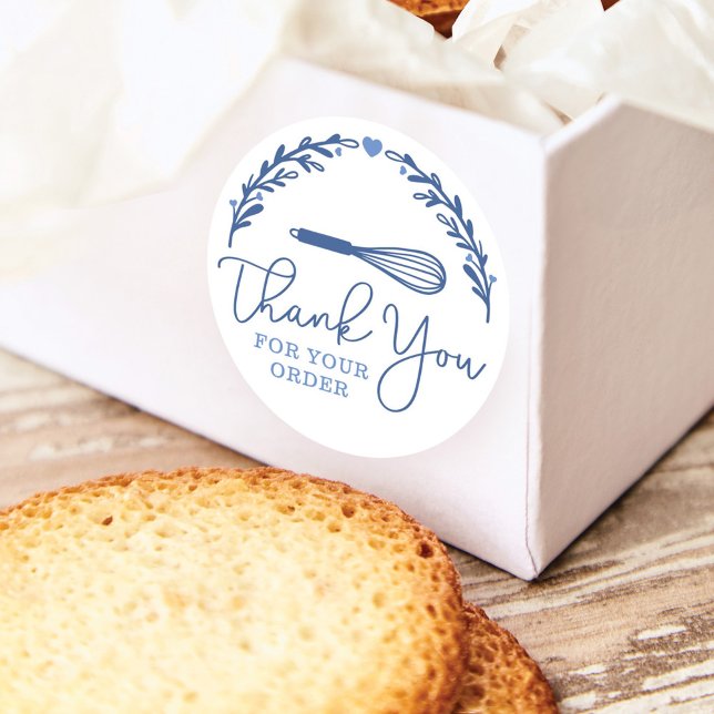 Thank You For Your Order Bakery Whisk & Wreath Classic Round Sticker (Creator Uploaded)