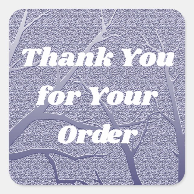 Thank You for Your Order Blue Winter Branches Square Sticker (Front)
