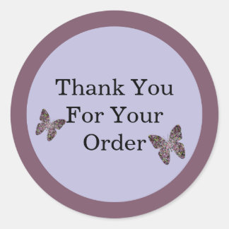 Thank You for Your Order Business Mosaic Butterfly Classic Round Sticker