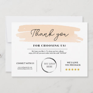 Thank You For Your Order Card, Business Thank You  Card