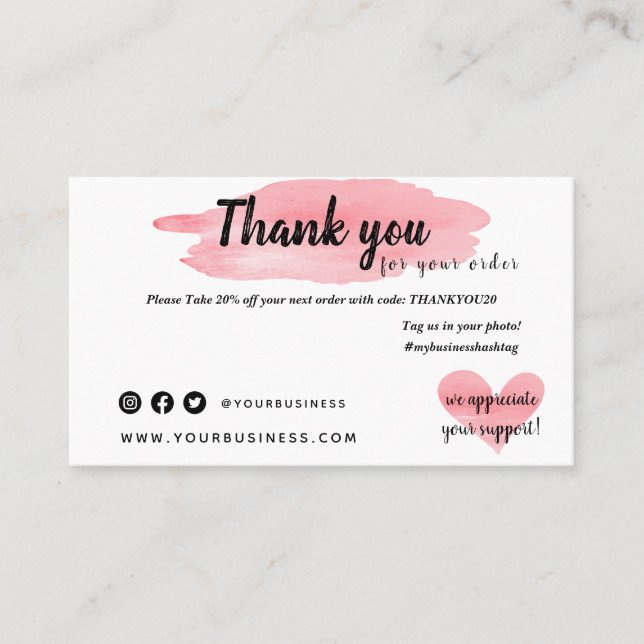 Thank You For Your Order Cards (Front)