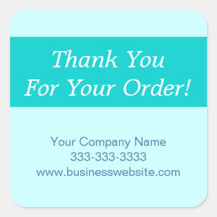 Thank You For Your Order Company Appreciation Blue Square Sticker