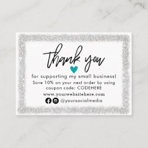 Thank You For Your Order Coupon Code Business Card
