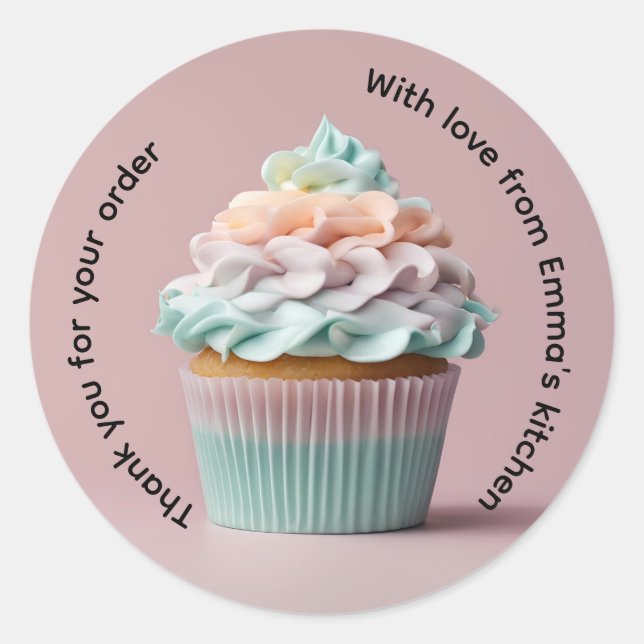 Thank you for your order cupcake classic round sticker (Front)