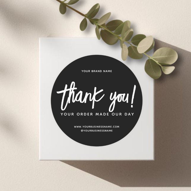 Thank you for your order custom black business classic round sticker (Creator Uploaded)