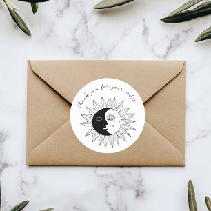 "Thank you for your order" Cute Custom Sun & Moon Classic Round Sticker