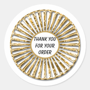 Thank You for Your Order Elegant Gold Pattern Classic Round Sticker
